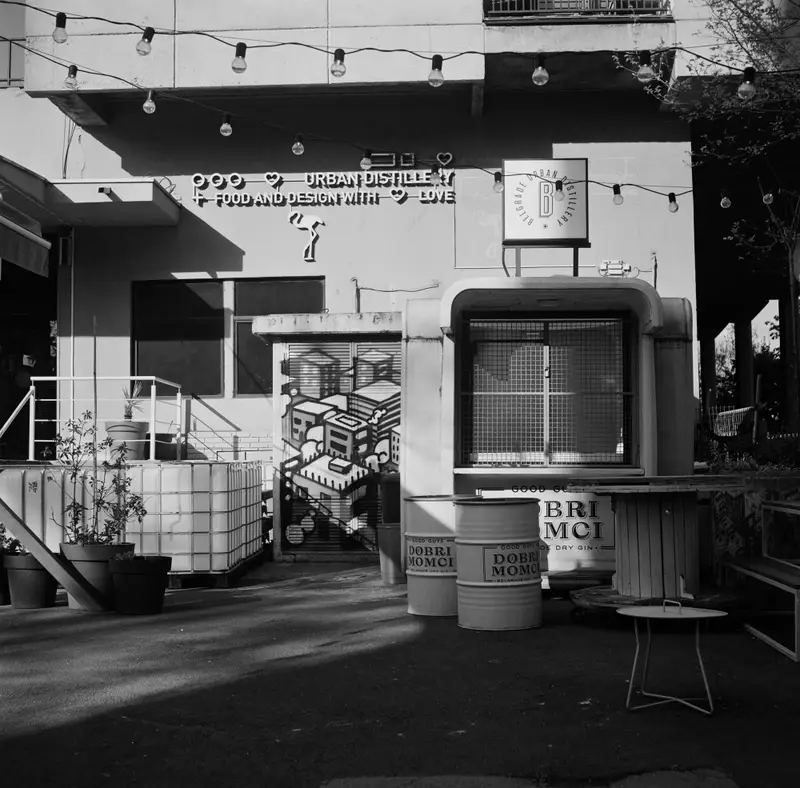 Right: Kiosk K67—a modular fiberglass kiosk from 1967, designed by Saša Mächtig, used across Yugoslavia for newsstands, snacks, and street services