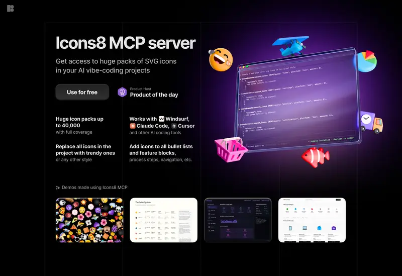 Icons8 MCP landing page